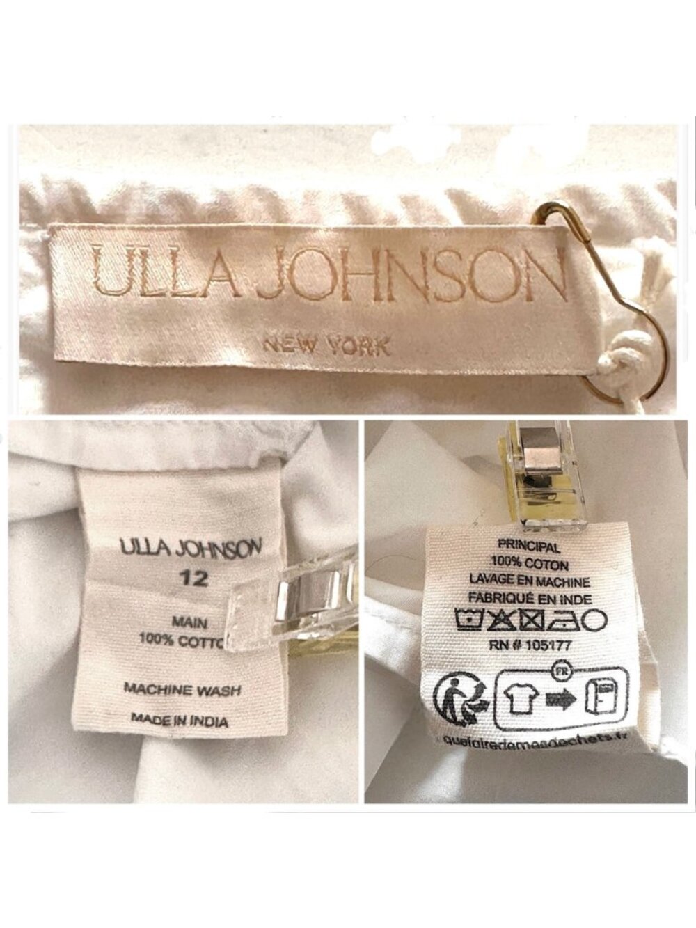 ULLA JOHNSON Celestia Broderie Anglaise Cotton Midi Dress, Sz12, Cowrie, NWT - Picture 7 of 16